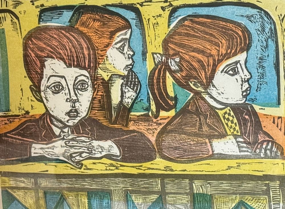 Lot 341: Irving Amen Lithograph "At the puppet theatre"