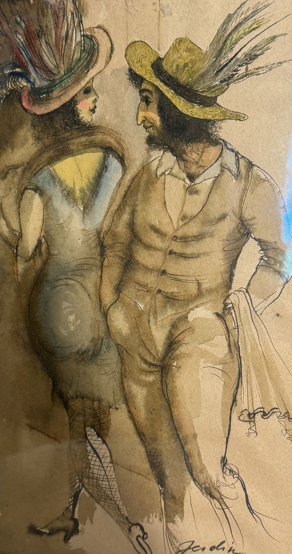 Lot 345: Jardin, Watercolor and Ink on cardboard, erotica