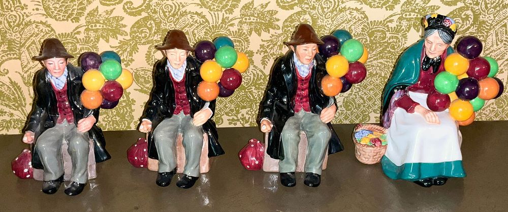 Lot 356: 4 Royal Doulton Balloon Man and Old Balloon Seller