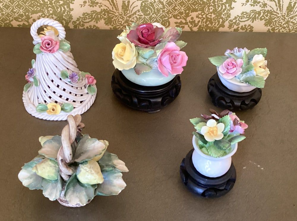 Lot 359: 5 Royal Adderley (3) Bone China Floral Figures