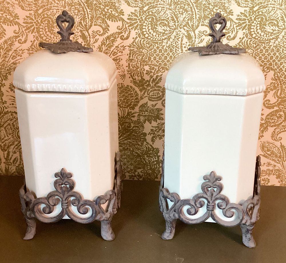 Lot 381: Lot of 2 - Provincial Ceramic Cream Canister Set