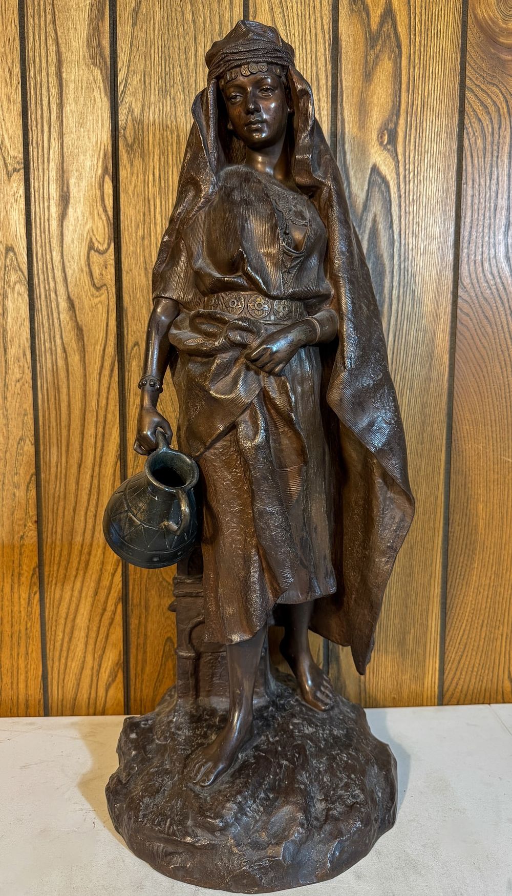 Lot 408: After Louis Hottot Bronze Sculpture Water Bearer