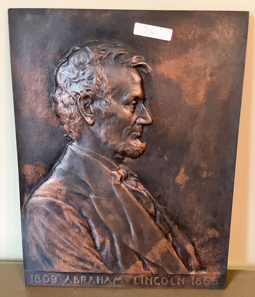 Lot 416: Victor David Brenner Bronze Abraham Lincoln Plaque