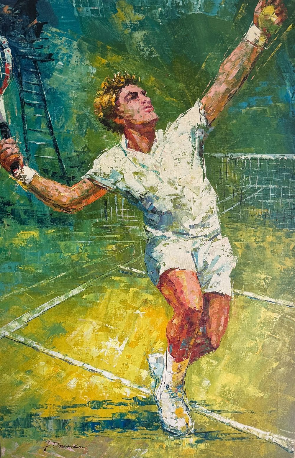 Lot 420: Tennis Player Oil On Canvas After Jim Jonson