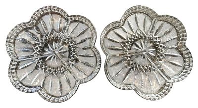 Pair of Waterford Crystal 3-Part Relish Dishes. Pair of Waterford crystal clover-shaped 3-part 