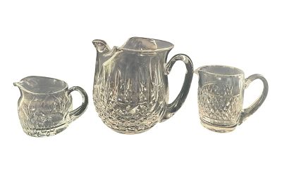 3 Crystal Pitchers Incl. Waterford and Block. Three crystal pitchers including two marked 