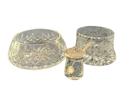 3 Crystal Tableware Incl. Waterford. Three crystal tableware items including one Waterford 