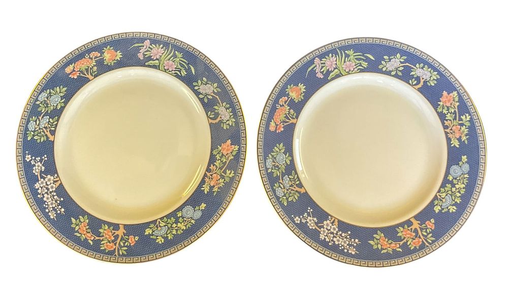 Pair of Wedgwood Blue Siam Dinner Plates. Pair of Wedgwood Blue Siam dinner plates, marked 