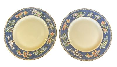 Pair of Wedgwood Blue Siam Dinner Plates. Pair of Wedgwood Blue Siam dinner plates, marked 