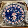 2 Blue & Pink Floral Porcelain Charger Plates. Two Toyo Japan blue and pink floral porcelain Image - 1