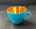 Blue & Gold Royal Copenhagen Demitasse Cup Set. Royal Copenhagen aluminia confetti demitasse cup Image - 2