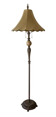Tiffany Style Floor Lamp Fabric Shade. Tiffany style floor lamp with green onyx accents and 