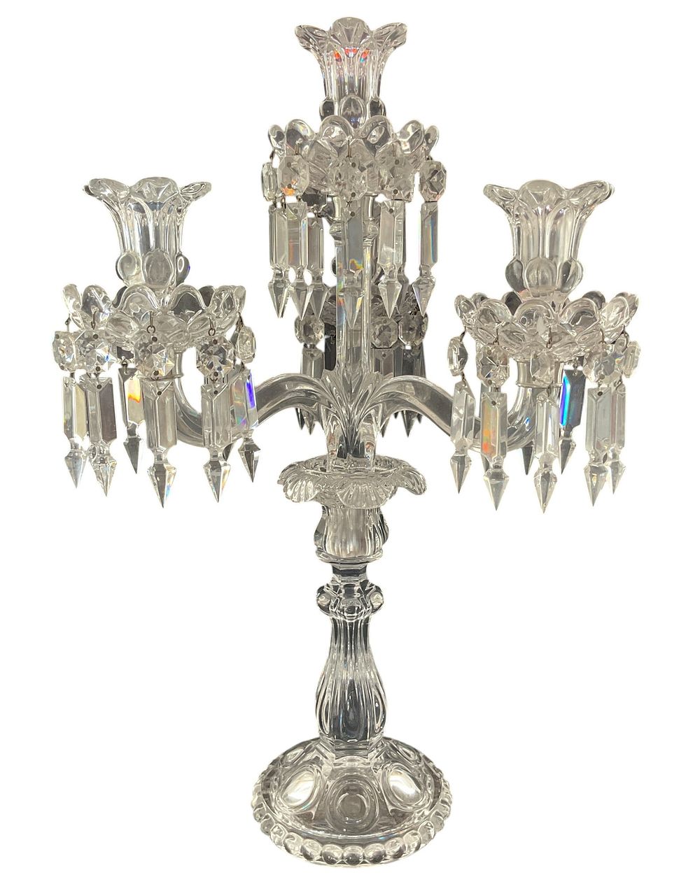 Baccarat Medallion Crystal Candelabra 4 Light. 18" Baccarat Medallion four-light crystal 