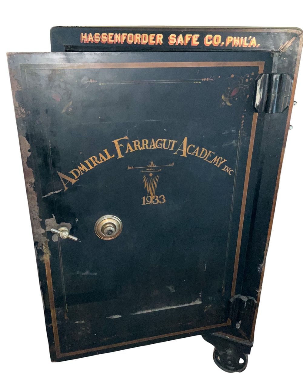 1933 Hassenforder Safe Co. Phila Vintage Safe 5 Ft. 1933 heavy-duty safe manufactured by 