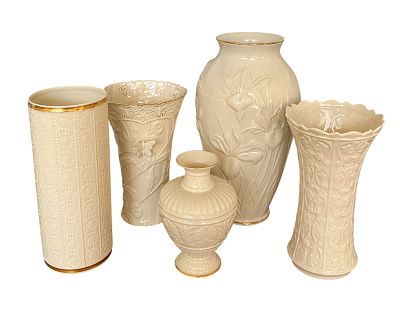 5 Large Lenox Vases Fjord, Wentworth, Athenian. Five Lenox vases including Butterflies &amp; 