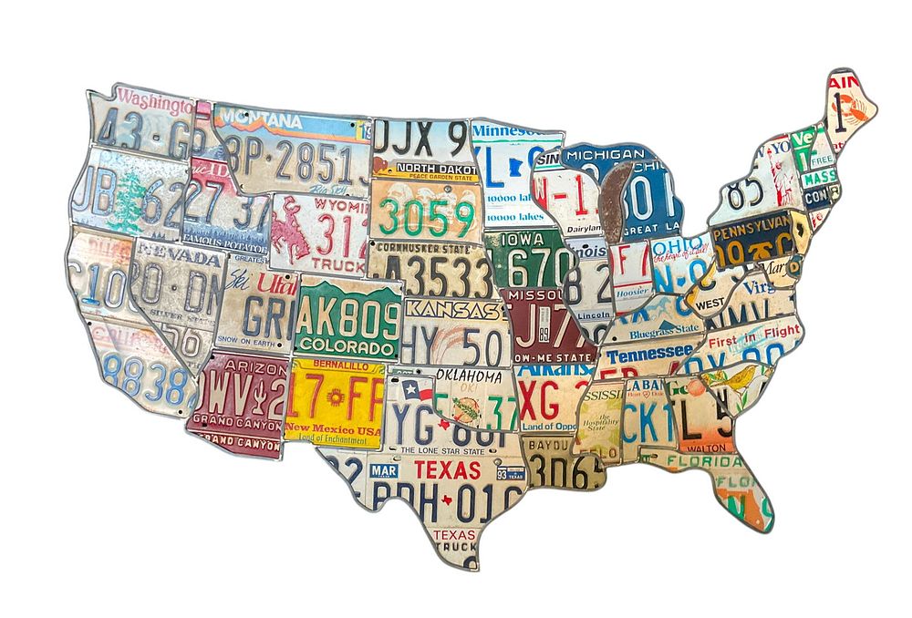 Lot 166: US License Plates Map