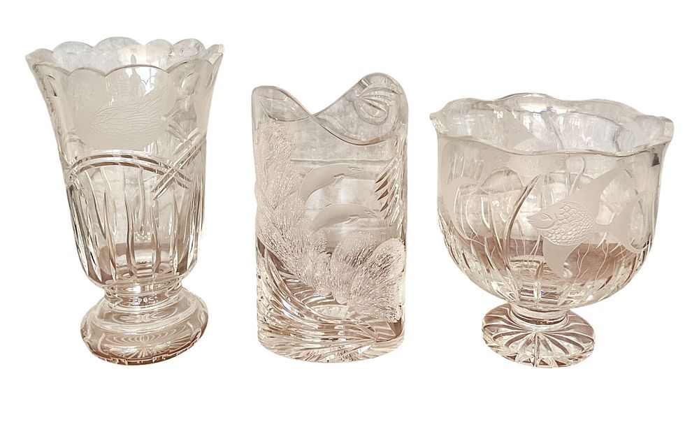 Lot 170: 3 Waterford Crystal Vases Swan, Dolphin, Angelfish