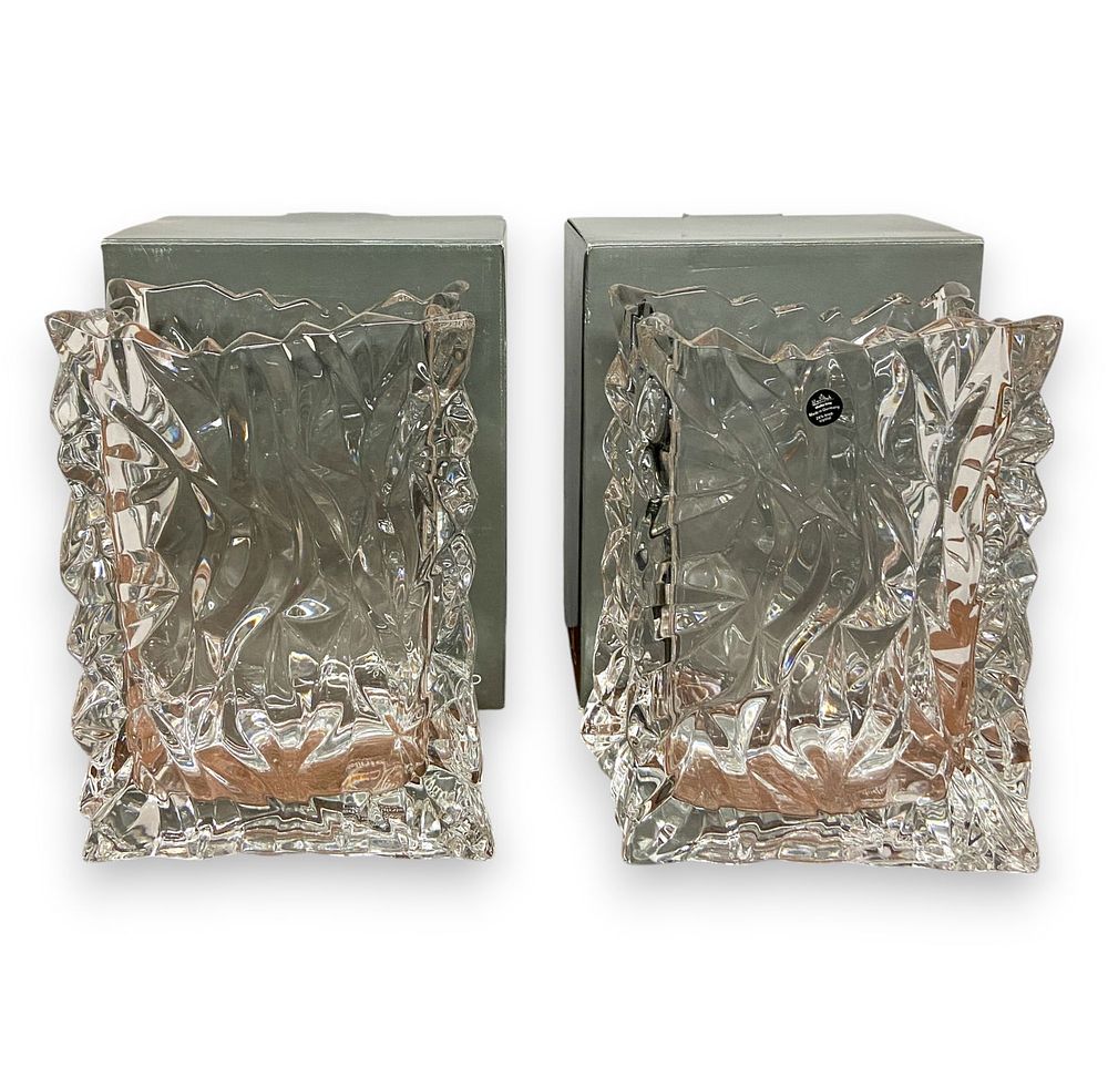 Lot 174: Pair of Rosenthal 9" Crystal Bag Vases