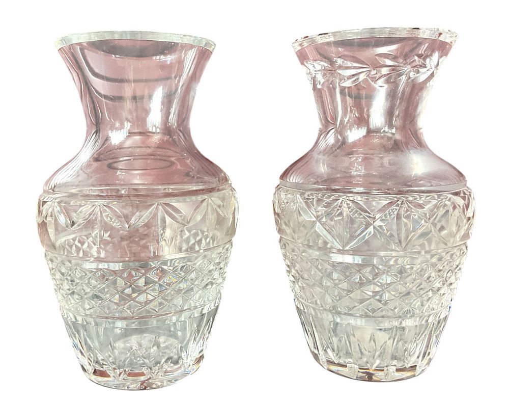 Lot 177: 2 Waterford Crystal Ballina Vases