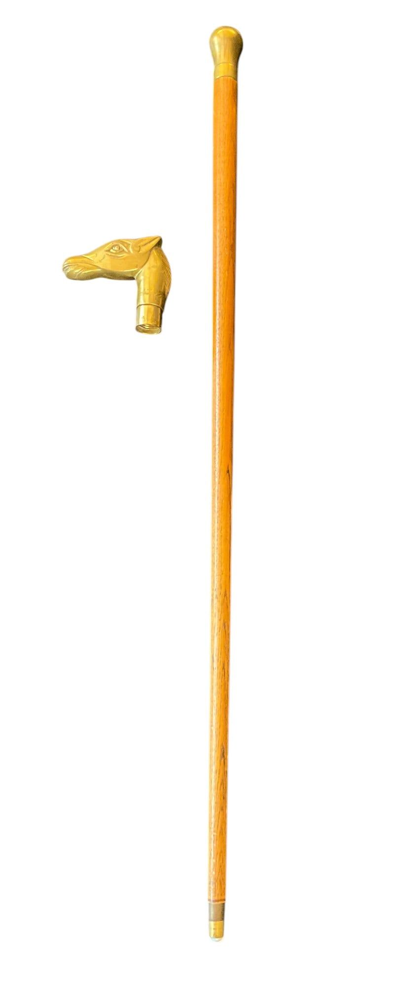 Lot 193: Vintage Oak Cane Brass Horse Handle