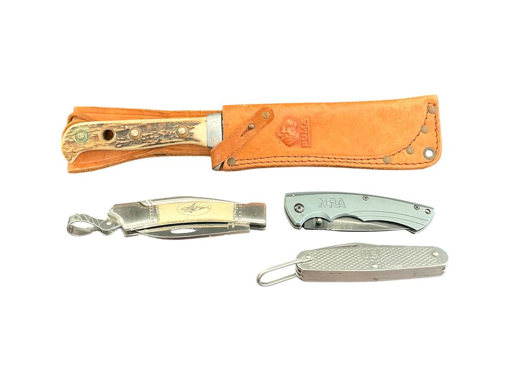 Lot 200: 4 Vintage Knives Puma, Sam McDowell, US Military