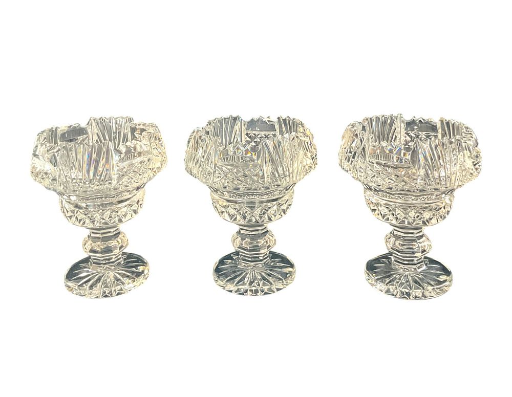 Lot 239: 3 Waterford Crystal Compotes Miniature Scalloped