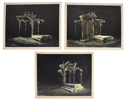 Shakespeare NYC 1956 3 Pieces Original Art. Tony Walton (British, 1934-2022). Unidentified 