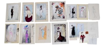 Valmouth 26 Pieces Costume Design Artwork. Tony Walton (British, 1934-2022). Valmouth. Group of 