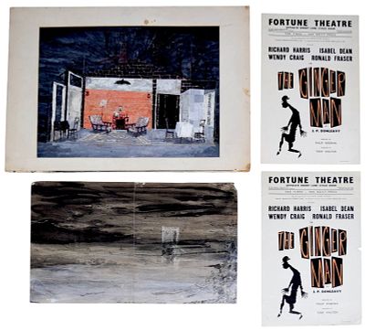 The Ginger Man Set Design Artwork. Tony Walton (British, 1934-2022). The Ginger Man. 2 pieces 