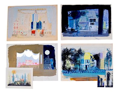 The Love Doctor 7 Pieces Set Design Artwork. Tony Walton (British, 1934-2022). Moliere's L'Amour 