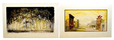 The Most Happy Fella 2 Pieces Set Design Artwork. Tony Walton (British, 1934-2022). The Most 