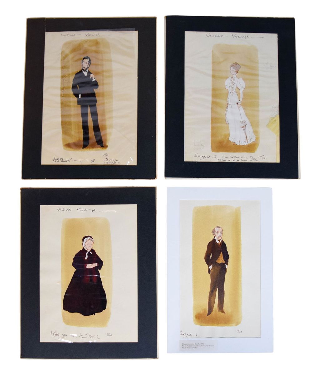 Lot 162: Uncle Vanya 4 Pieces Costume Design Artwork