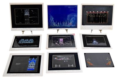 Little Me 9 Pieces Set Design Artwork. Tony Walton (British, 1934-2022). Little Me. Group of 9 