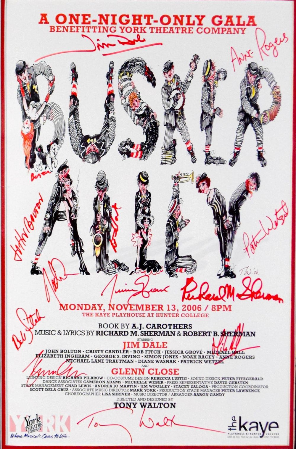Lot 591: Busker Alley Gala Cast Autographed Poster