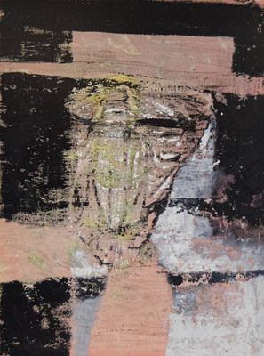 Tony Walton Mixed Media Abstract Portrait. Tony Walton (British, 1934-2022). Mixed media on 