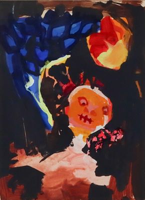 Tony Walton Acrylic Self Portrait. Tony Walton (British, 1934-2022). Acrylic painting 