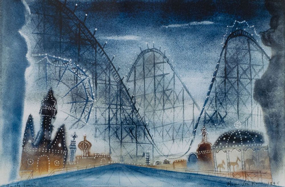 Lot 870: After Oliver Smith Giclee On the Town Coney Island