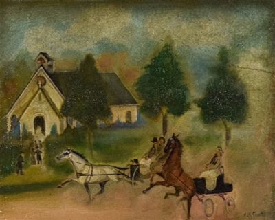 Attributed to A.B. Frost Oil on Panel. Attributed to Arthur Burdett Frost (American, 1851-1928). 