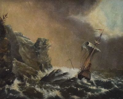 A.B. Guernsey Oil on Board The Storm Off Gibraltar. A.B. Guernsey (19th / 20th century). Oil on 