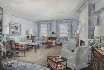 Signed Bruce Watercolor Interior. Watercolor, interior. Signed Bruce lower left. 17 5/8" x 26" 