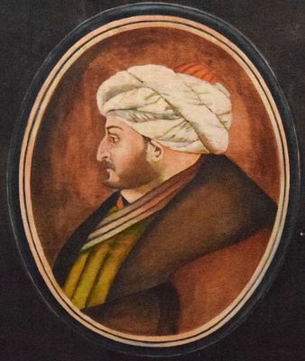 Oil on Wood Panel Portrait Mehmed II. Oil on wood panel, portrait of Sultan Mehmed II. Titled 