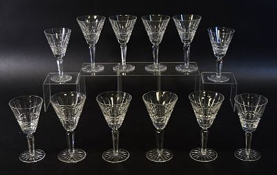 12 Waterford Glenmore Wines White & Claret. 12 pieces Waterford crystal stemware in the Glenmore 