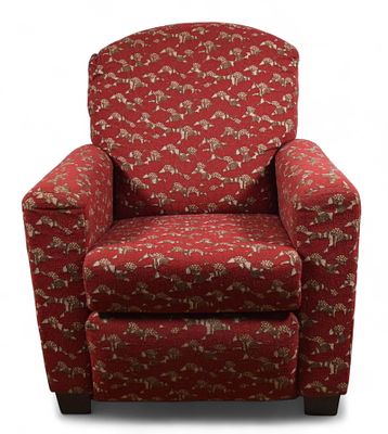 La-Z-Boy Recliner Red Fabric Bird Motif. La-Z-Boy recliner with red fabric and bird motif. 41" T 
