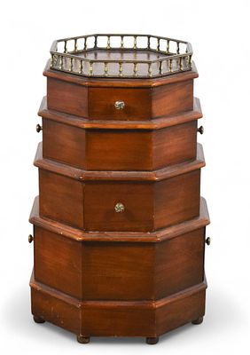 Theodore Alexander Octagonal Cabinet. Theodore Alexander octagonal cabinet. Brass gallery with 