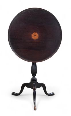 Queen Anne Style Flip-Top Table. Queen Anne style flip-top table. Inlaid top. 27 1/4"H x 