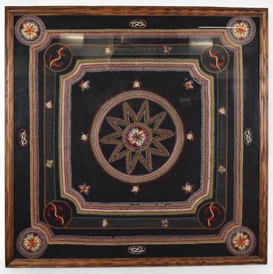 U.S.S. Kearsage Embroidered Textile. U.S.S. Kearsage embroidered textile. 32 1/2" x 33" (with 