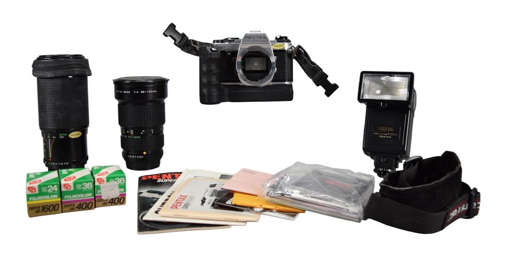 Lot 219: Pentax Camera Lens And Flash Vivitar