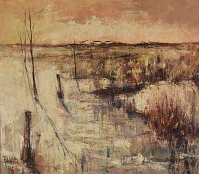 Francois Franc Oil on Canvas Winter Landscape. Francois Franc (French, 1926-1989). Oil on canvas 