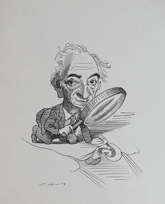 David Levine Pen & Ink Drawing Meyer Schapiro. David Levine (American, 1926-2009). Pen and ink 