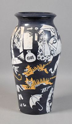 Rose Hill Pottery Vase. Rose Hill (American, 1951-). Art pottery vase painted by Rose Hill 